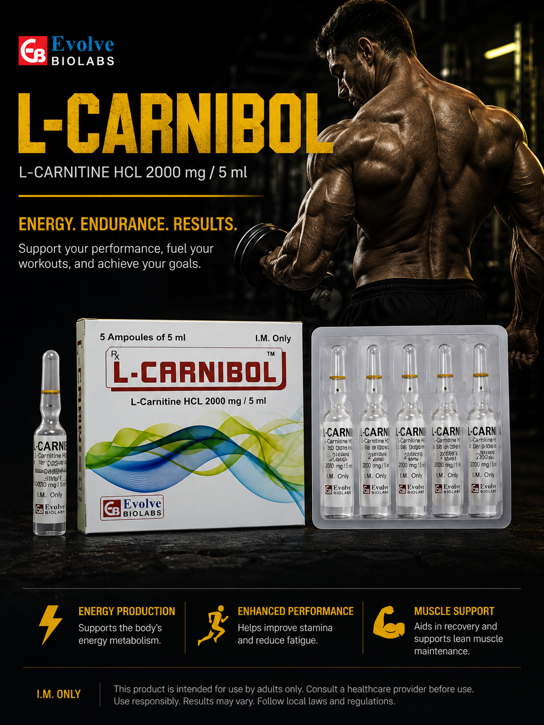 L-Carnibol Injection 2000mg/ 5ml |5 x 5ml Ampoule