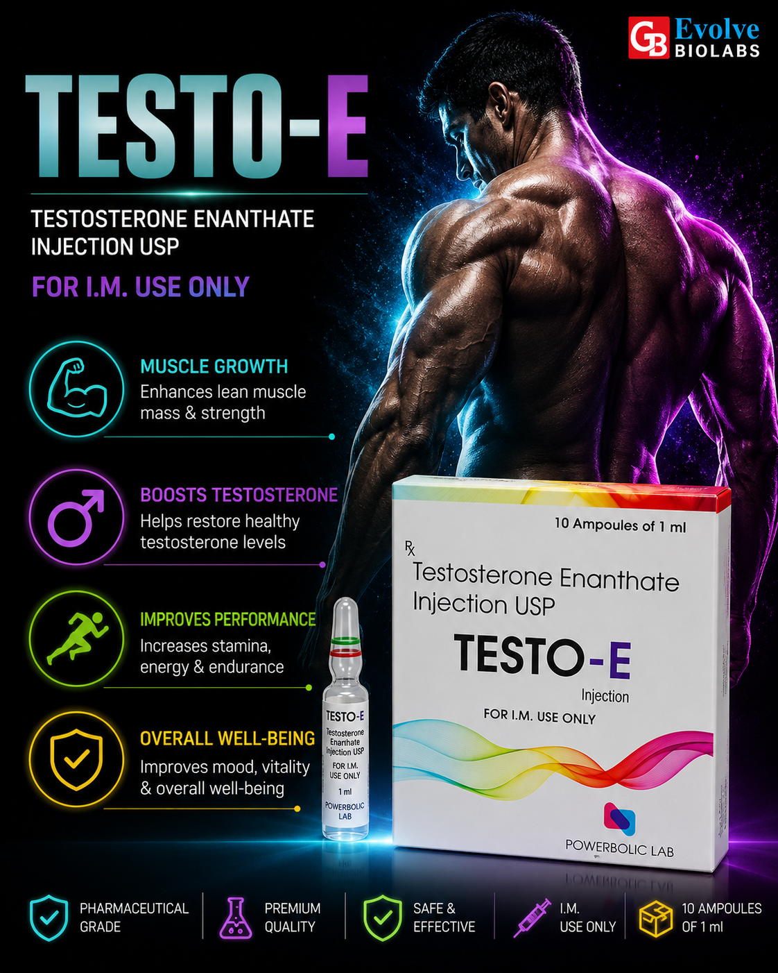 Testo-E 250mg/ml | 10 Amp x 1 ml