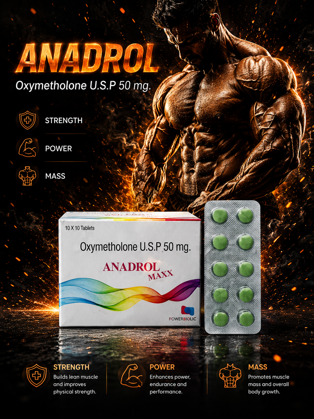 Anadrol maxx 50mg | 10 Strip x 10 Tablets