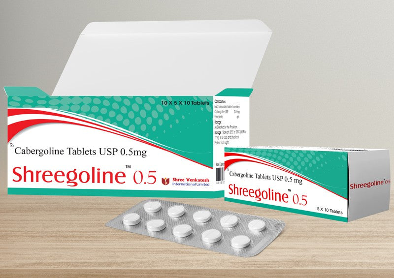 Shreegoline 0.5mg Cabergoline dopamine agonist pharmaceutical tablets
