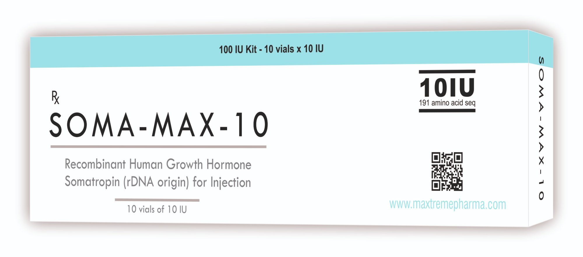 Soma Max 100IU HGH 100IU sterile injection pharmaceutical packaging